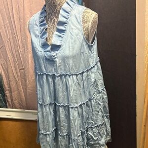 Crown & Ivy Light Blue Ruffled Mini Dress